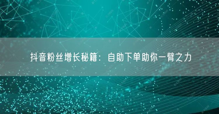 抖音粉丝增长秘籍：自助下单助你一臂之力