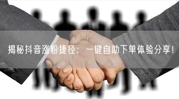 揭秘抖音涨粉捷径：一键自助下单体验分享！