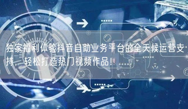 独家福利体验抖音自助业务平台的全天候运营支持，轻松打造热门视频作品！