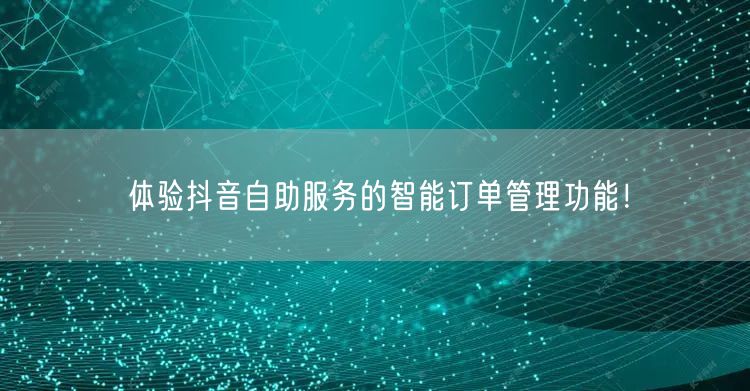 体验抖音自助服务的智能订单管理功能！
