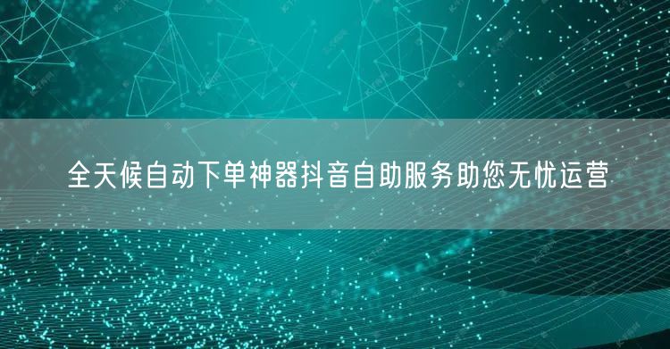 全天候自动下单神器抖音自助服务助您无忧运营